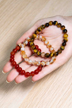 Pack de Pulseras para la Confianza y el Poder Interior - Ojo de tigre, Citrino y Cornalina 8mm