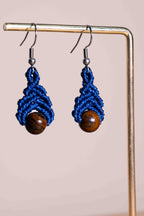 Pendiente Espiral - Ojo de tigre (azul marino)