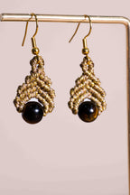 Pendiente Espiral - Ojo de tigre (dorado)