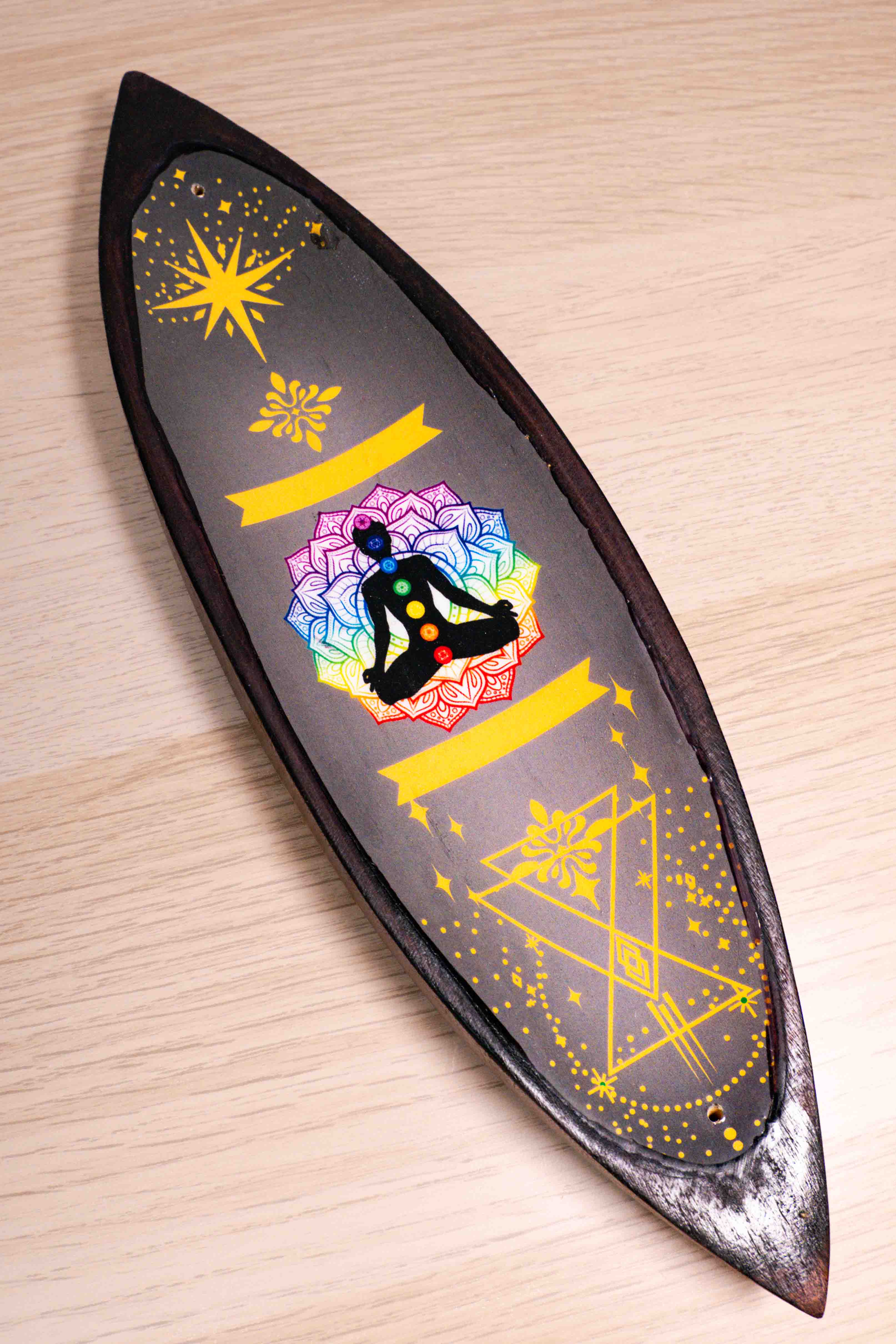 Portainciensos Madera de Mango con dibujo