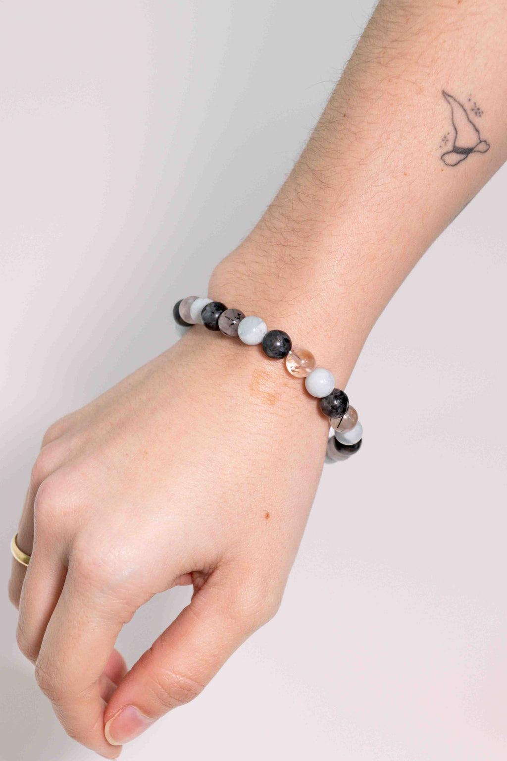 Pulsera Aguamarina, Labradorita y Cuarzo Turmalina