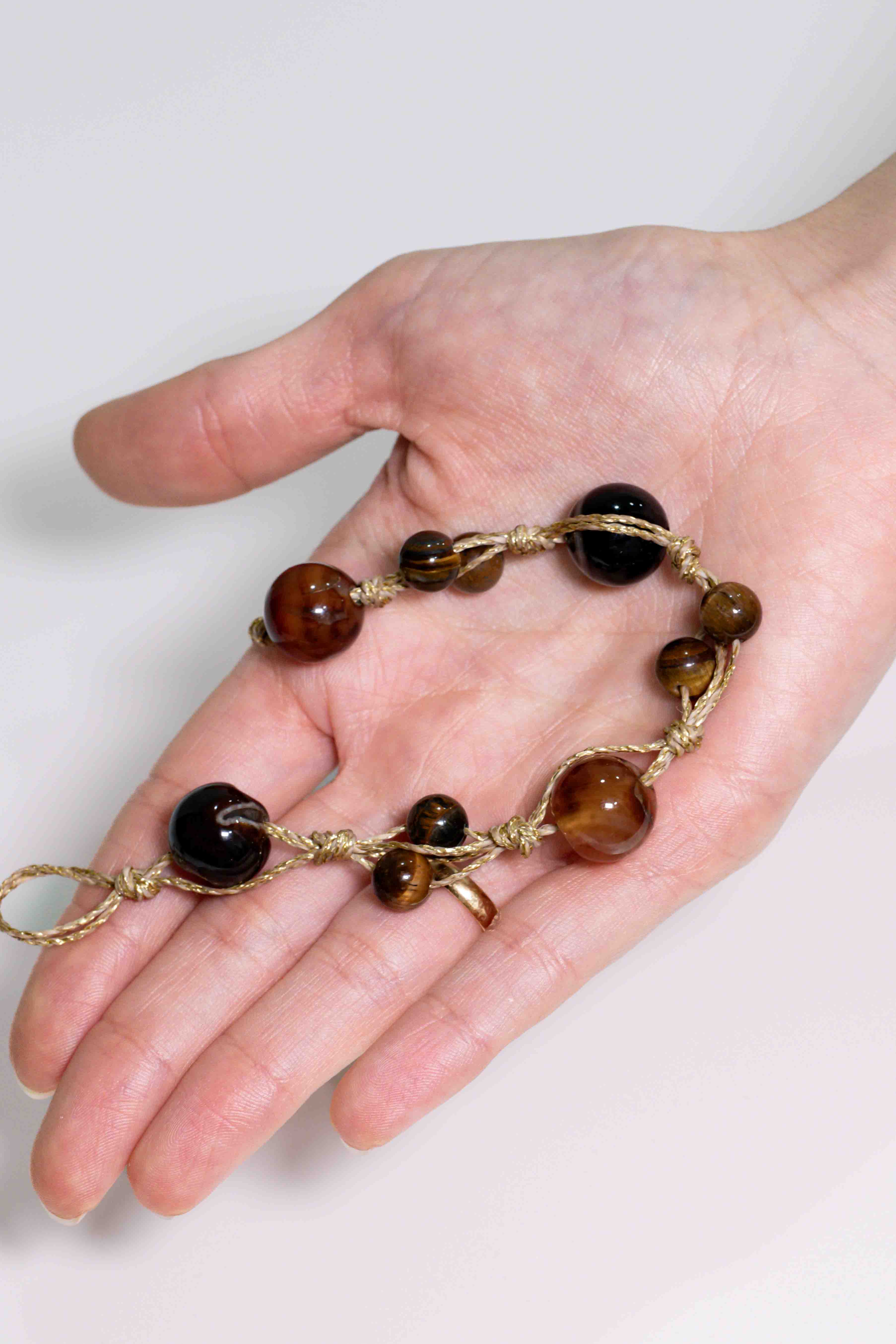 Pulsera Boliche - Ágata y Ojo de Tigre