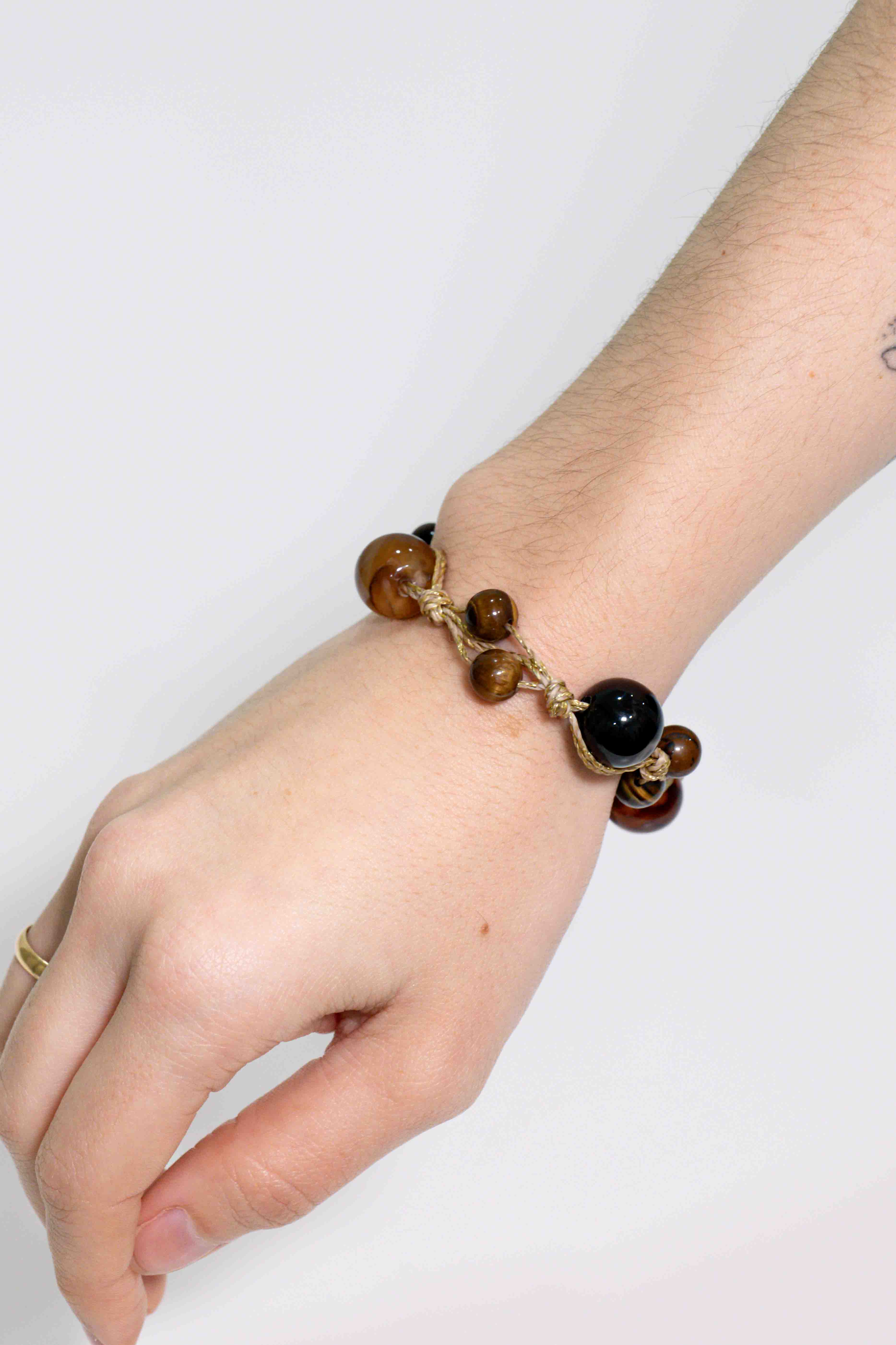 Pulsera Boliche - Ágata y Ojo de Tigre