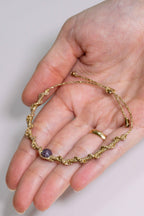 Pulsera de Macramé con Lepidolita (dorado)