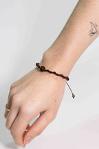 Pulsera de Macramé con Ojo de Tigre (Marrón oscuro)
