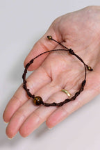 Pulsera de Macramé con Ojo de Tigre (Marrón oscuro)
