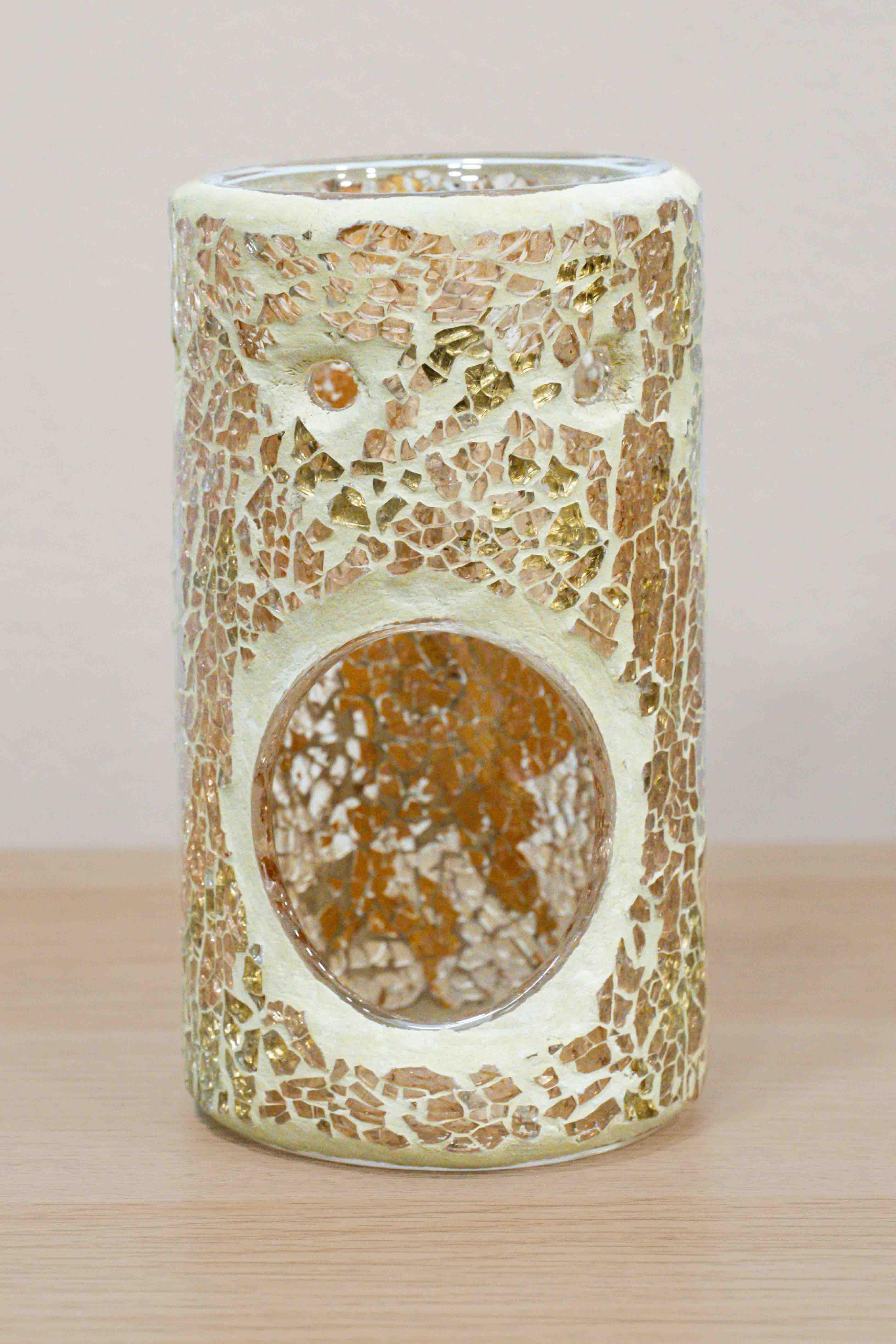 Quemador de wax melts y esencias - Cristal dorado