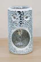 Quemador de wax melts y esencias - Cristal plateado