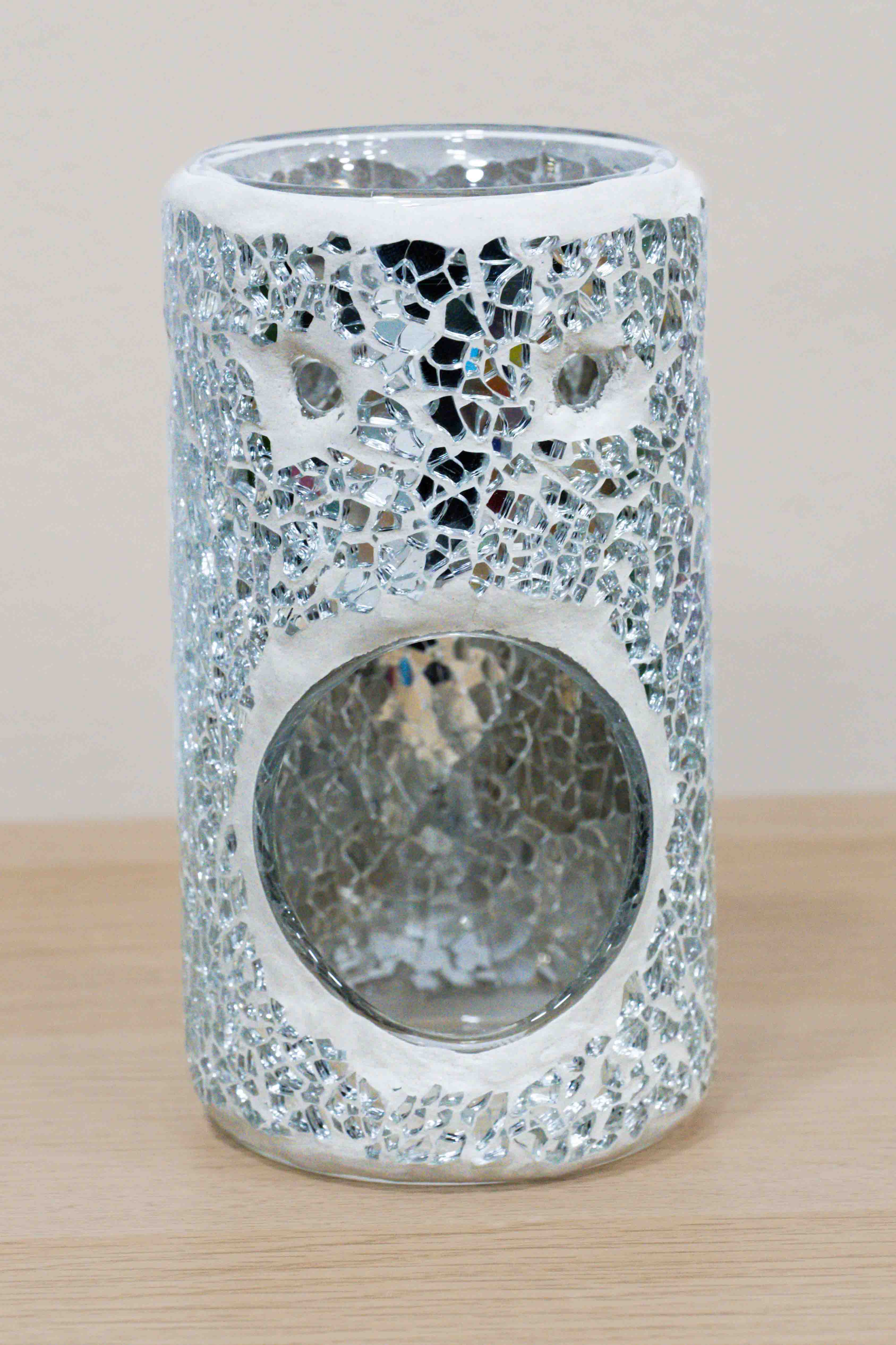 Quemador de wax melts y esencias - Cristal plateado